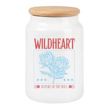 Wildheart – Nature Inspired Floral Statement - Cookie Jar with Wooden Lid - white - Front