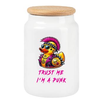 Croyez-moi, je suis un punk / canard - Boîte à biscuits avec couvercle en bois - blanc - Devant