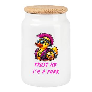 Croyez-moi, je suis un punk / canard - Boîte à biscuits avec couvercle en bois - blanc - Devant