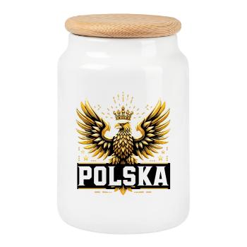 Pologne Polska aigle or drapeau épique cadeau - Boîte à biscuits avec couvercle en bois - blanc - Devant