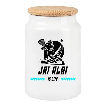 Jai Alai est vivant - Boîte à biscuits avec couvercle en bois - blanc - Devant