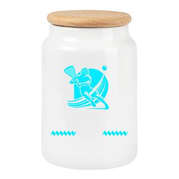Jai Alai is alive - Cookie Jar with Wooden Lid - white - Front