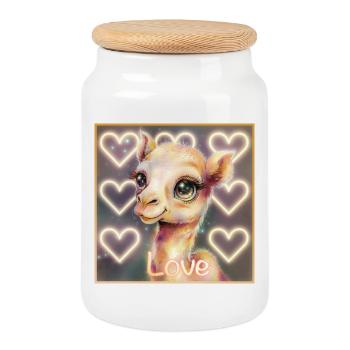 Camel love - Cookie Jar with Wooden Lid - white - Front