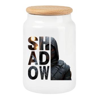 Shadow - Cookie Jar with Wooden Lid - white - Front