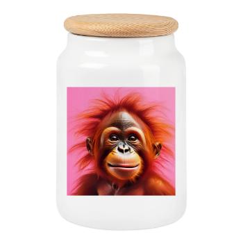 Orang-Utan, Primat, Affe - Keksdose mit Holzdeckel - Weiß - Vorne
