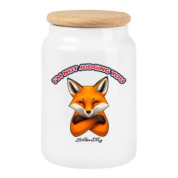 Clever Fox – Vous juger en silence - Boîte à biscuits avec couvercle en bois - blanc - Devant