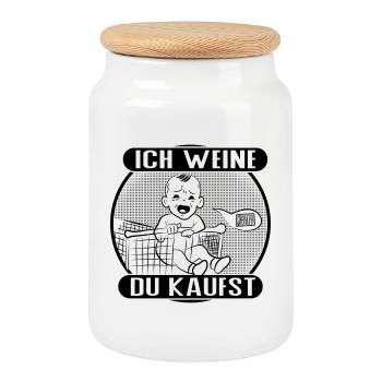 Ich weine – du bezahlst! - Keksdose mit Holzdeckel - Weiß - Vorne