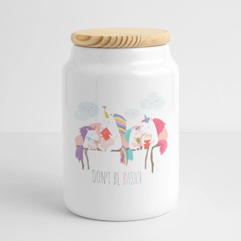 Unicorn don't be basic statement Cookie Jar with Wooden Lid