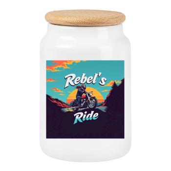 Rebel s Ride - Boîte à biscuits avec couvercle en bois - blanc - Devant