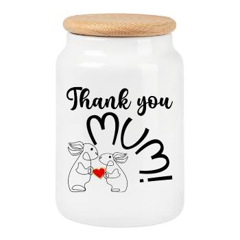 HERZ LIEBE DANKE MAMA KIND - Keksdose mit Holzdeckel - Weiß - Vorne