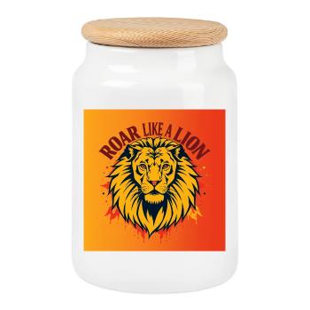 Roar like a Lion - Boîte à biscuits avec couvercle en bois - blanc - Devant