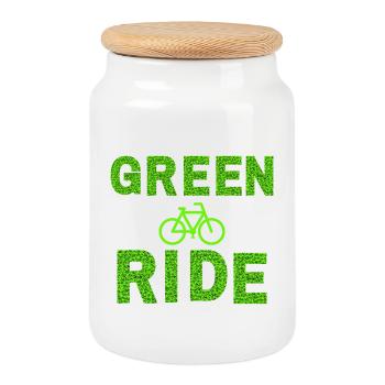 GRÜNE FAHRT - Keksdose mit Holzdeckel - Weiß - Vorne