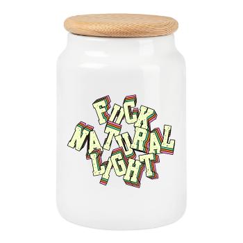 Fuck la lumière naturelle - Boîte à biscuits avec couvercle en bois - blanc - Devant