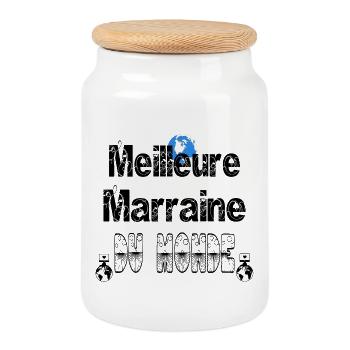 Meilleure Marraine du Monde - Boîte à biscuits avec couvercle en bois - blanc - Devant