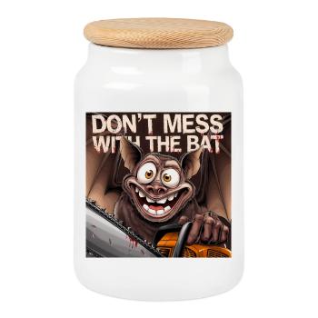 Dont Mess with the bat - Keksdose mit Holzdeckel - Weiß - Vorne