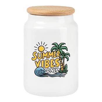 Summer Vibes Only - Cookie Jar with Wooden Lid - white - Front