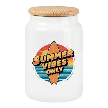 Summer Vibes Only - Cookie Jar with Wooden Lid - white - Front