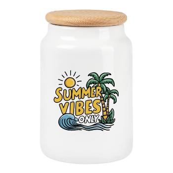 Summer Vibes Only - Cookie Jar with Wooden Lid - white - Front