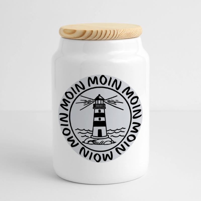 Phare de Moin Moin – Conception côtière maritime Boîte à biscuits avec couvercle en bois