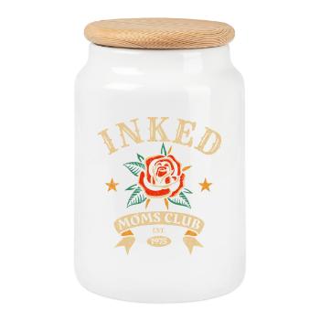 Inked Moms Club Tattoo Style - Cookie Jar with Wooden Lid - white - Front