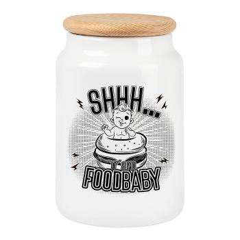 Chut – Pas un bébé alimentaire | Humour sur l’allaitement - Boîte à biscuits avec couvercle en bois - blanc - Devant