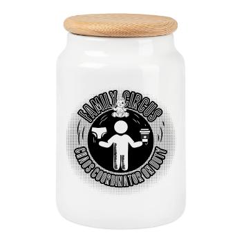 Family Circus – Chaos Coordinator on Duty - Cookie Jar with Wooden Lid - white - Front