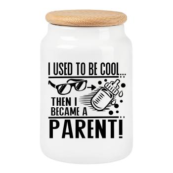 I Used To Be Cool Parents Humor Baby Design - Cookie Jar with Wooden Lid - white - Front
