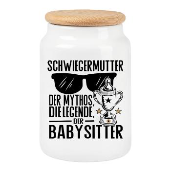 Schwiegermutter – Der Mythos, die Legende, der Bab - Keksdose mit Holzdeckel - Weiß - Vorne