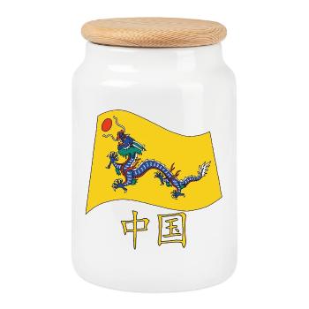 Drapeau chinois ancien - Boîte à biscuits avec couvercle en bois - blanc - Devant