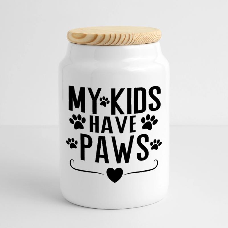 Mes enfants ont des pattes – Conception de la déclaration parentale de chien Boîte à biscuits avec couvercle en bois