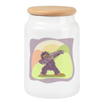 DABBING DANCING DANCING SLOTH - Cookie Jar with Wooden Lid - white - Front