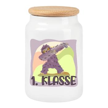 Schulanfang 1. Klasse - Keksdose mit Holzdeckel - Weiß - Vorne
