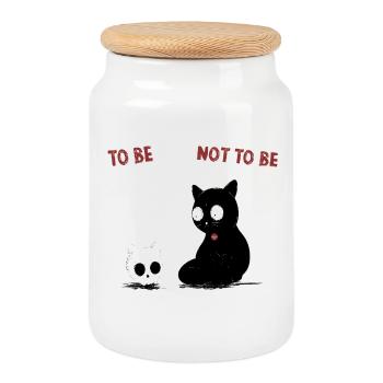 Schroedinger's Poetic Cat - Cookie Jar with Wooden Lid - white - Front