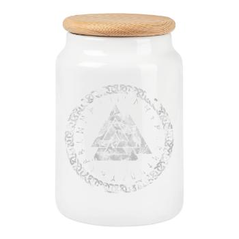Valknut Viking Symbol - Cookie Jar with Wooden Lid - white - Front