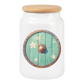 Viking Shield - Cookie Jar with Wooden Lid - white - Front