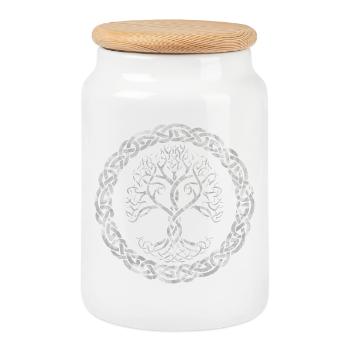 Yggdrasil Tree of Life - Cookie Jar with Wooden Lid - white - Front