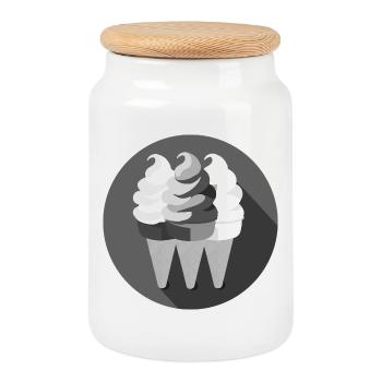 Croquis de gaufres à la crème glacée - Boîte à biscuits avec couvercle en bois - blanc - Devant