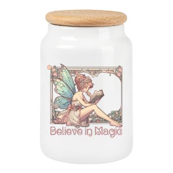 Livres de lecture Fée Elfe Magie Art Nouveau Cadeau - Boîte à biscuits avec couvercle en bois - blanc - Devant
