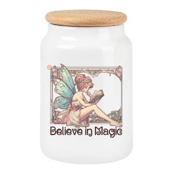 Livres de lecture Fée Elfe Magie Art Nouveau Cadeau - Boîte à biscuits avec couvercle en bois - blanc - Devant