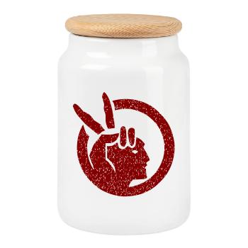 American Indian Movement flag - Cookie Jar with Wooden Lid - white - Front