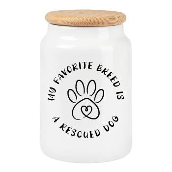 Race préférée ? Chien sauvé ! - Boîte à biscuits avec couvercle en bois - blanc - Devant