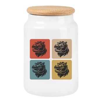 Hippo Vintage Design - Keksdose mit Holzdeckel - Weiß - Vorne