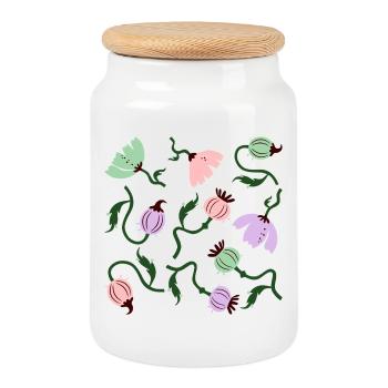 Kräftige Mohnblumen L Florale Mohnblumen - Keksdose mit Holzdeckel - Weiß - Vorne