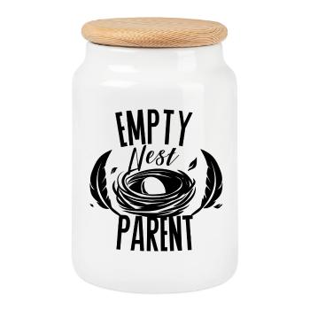 empty nest parent - kinder aus dem Haus - Cookie Jar with Wooden Lid - white - Front