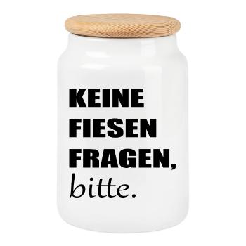 FIESE FRAGEN PRÜFUNG - TEST ABSCHLUSSFRAGEN - Keksdose mit Holzdeckel - Weiß - Vorne