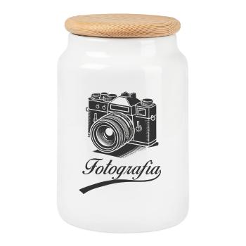 Fotografia – Vintage Kamera - Keksdose mit Holzdeckel - Weiß - Vorne