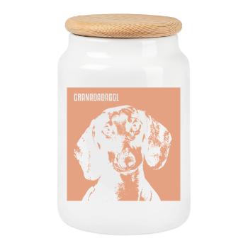 Granadadaggl - Cookie Jar with Wooden Lid - white - Front