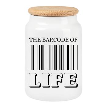 Le code-barres de la vie / Der Strichcode des Lebens - Boîte à biscuits avec couvercle en bois - blanc - Devant