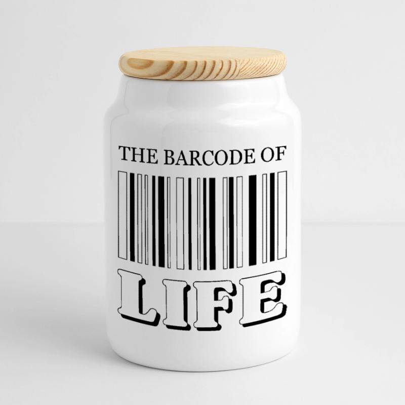 Le code-barres de la vie / Der Strichcode des Lebens Boîte à biscuits avec couvercle en bois