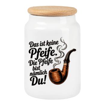 Du bist die Pfeife - Keksdose mit Holzdeckel - Weiß - Vorne